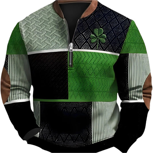 Men's Four Leaf Clover Zipper Sweater