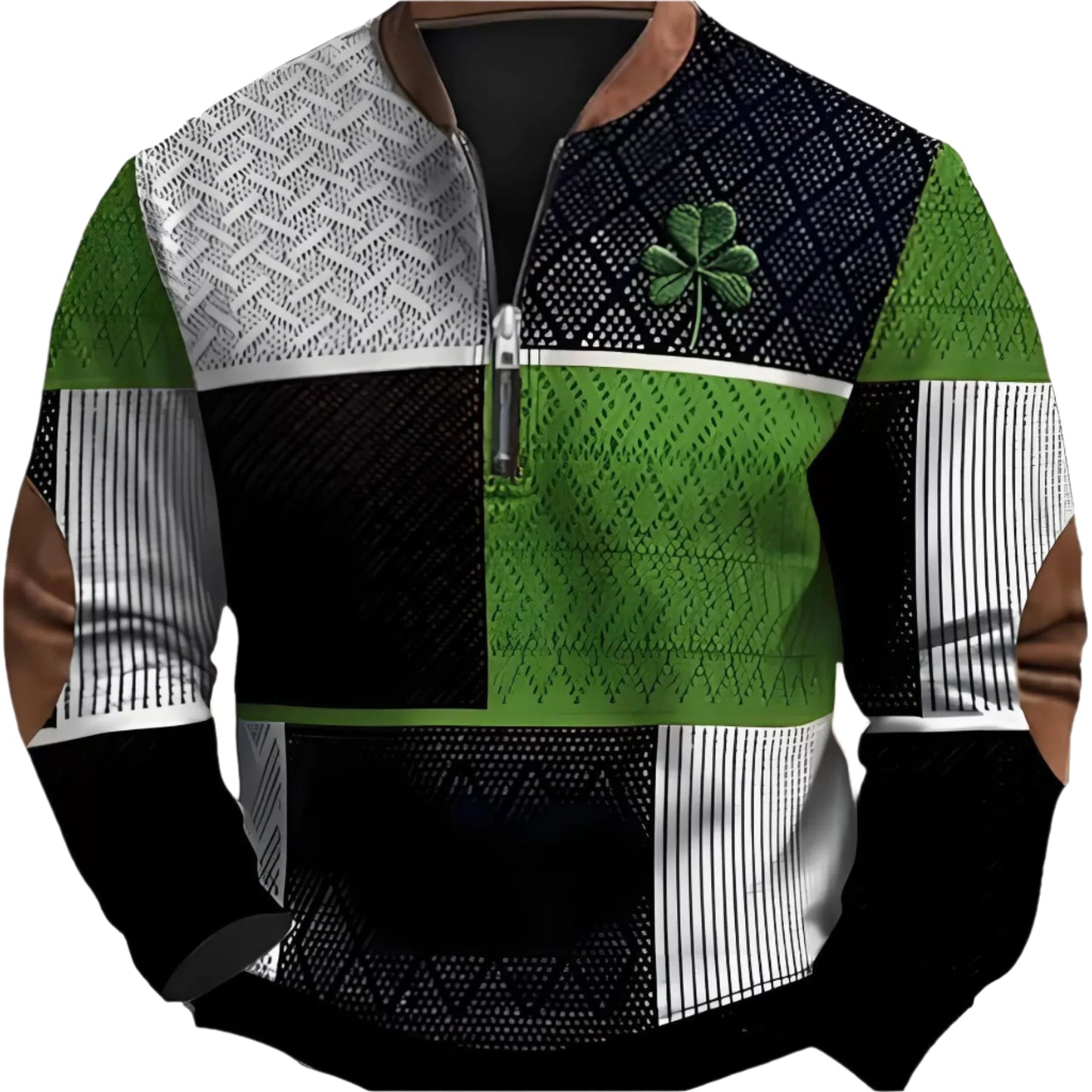 Men's Four Leaf Clover Zipper Sweater