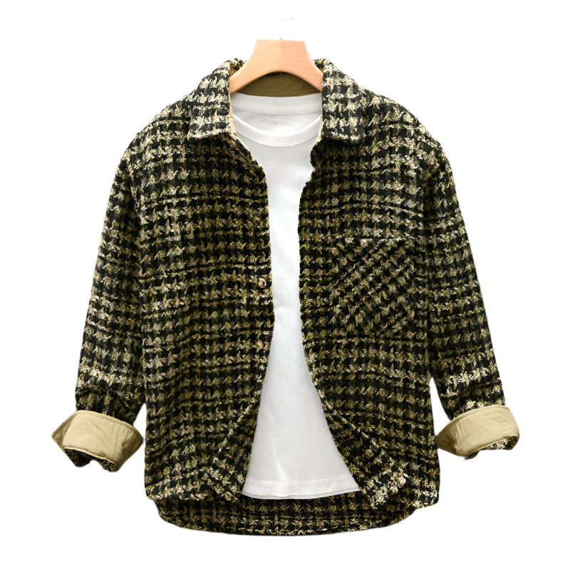 Men's Long Steeve Collar Plaid Shirt