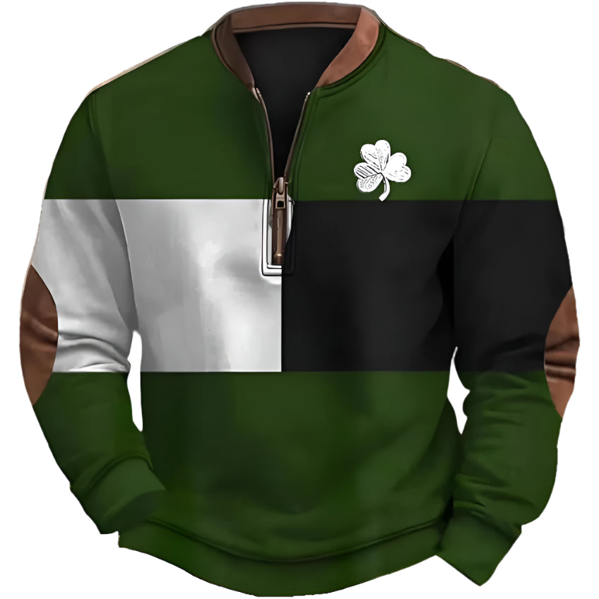 Men's Four Leaf Clover Zipper Sweater
