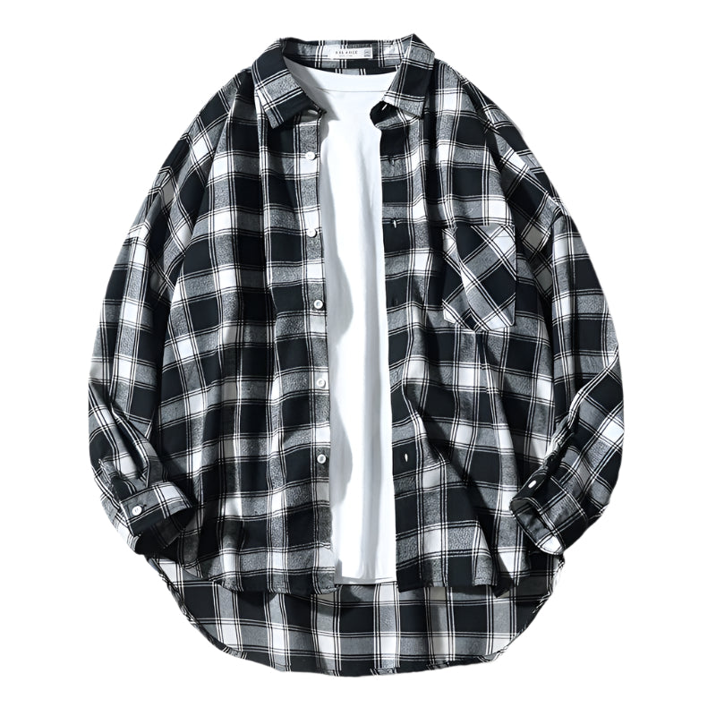 Men's Plaid Long Sleeve Collard Shirt
