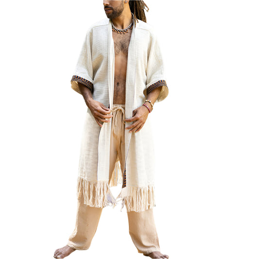 Men's Breathable Tassel Accent Cardigan