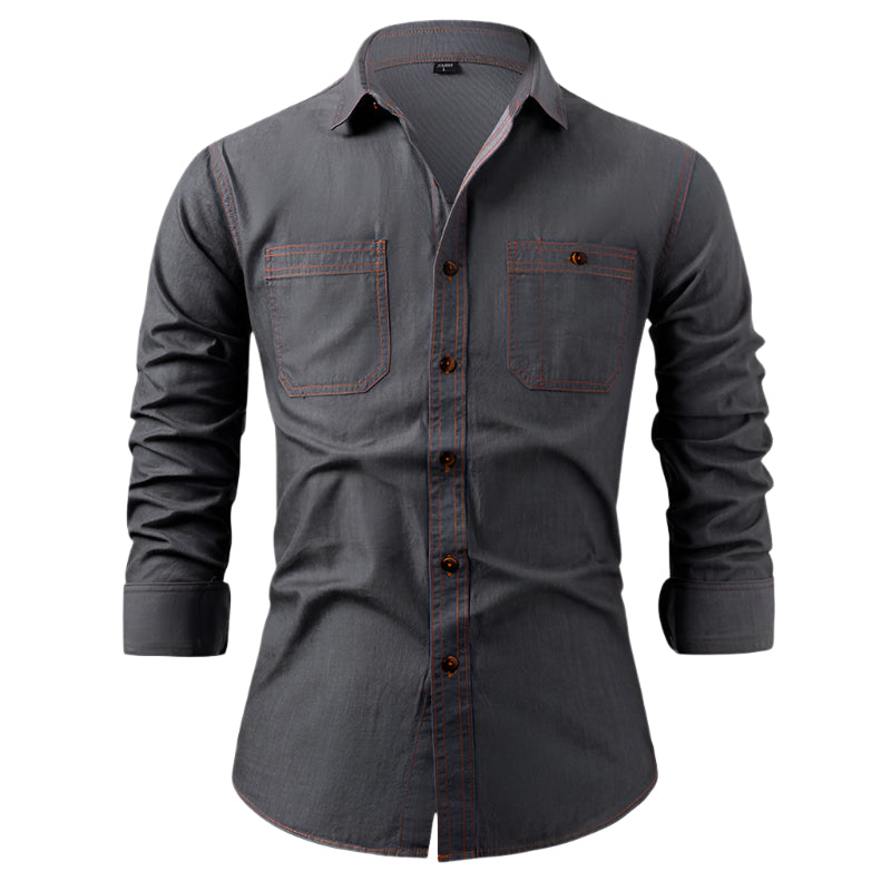 Men's Long Sleeve Denim Button Down Shirt