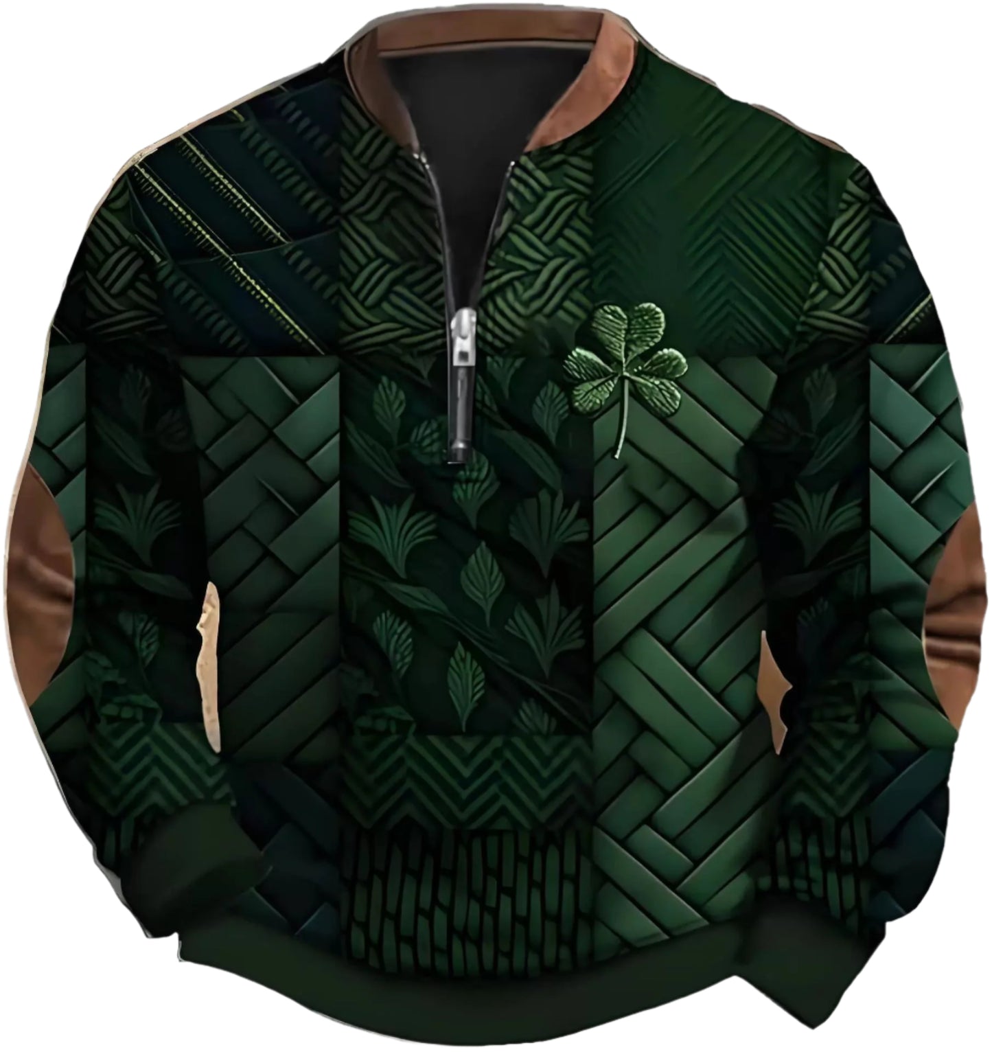 Men's Four Leaf Clover Zipper Sweater