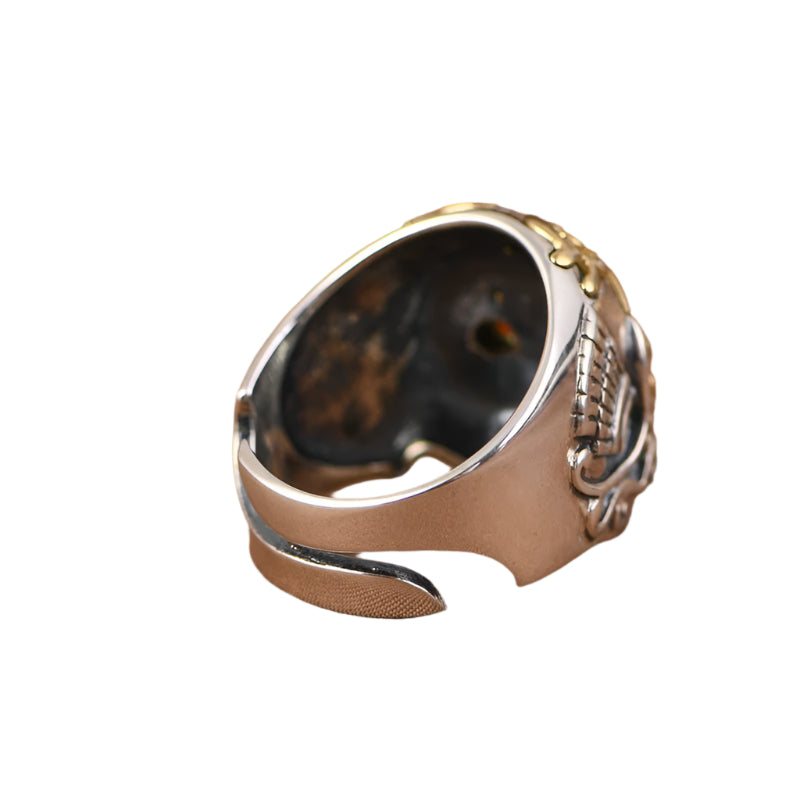 925 Sterling Silver Adjustable Skull Ring