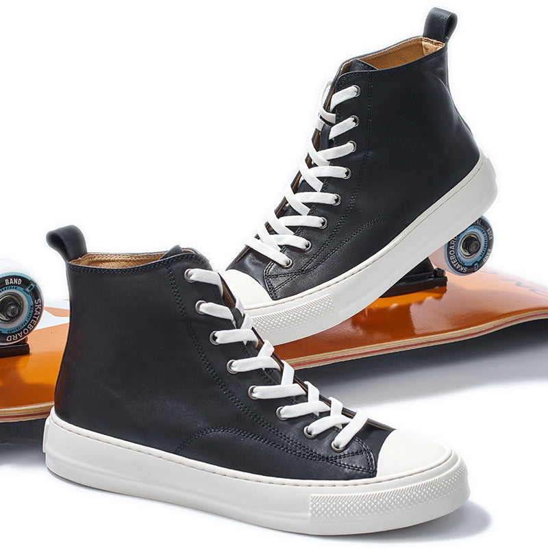 Cowhide Leather High Top Shoes