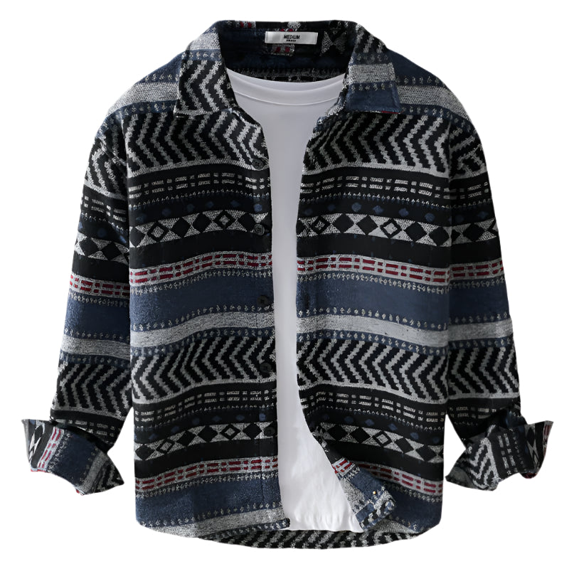 Men's Loose Fit Sanding Button Down Shirt
