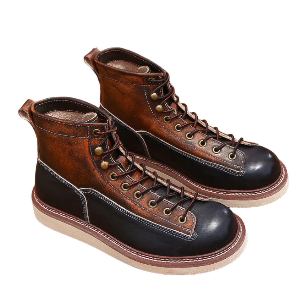 Men's Cowhide Leather Lace Up Boots