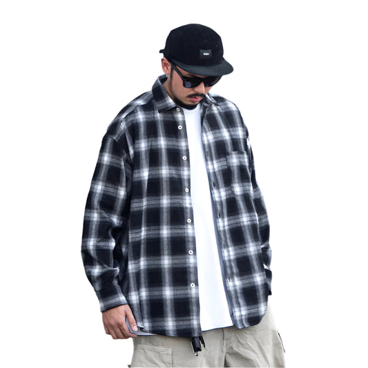 Men's Plaid Long Sleeve Collard Shirt