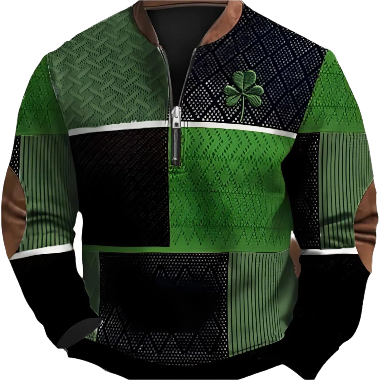 Men's Four Leaf Clover Zipper Sweater