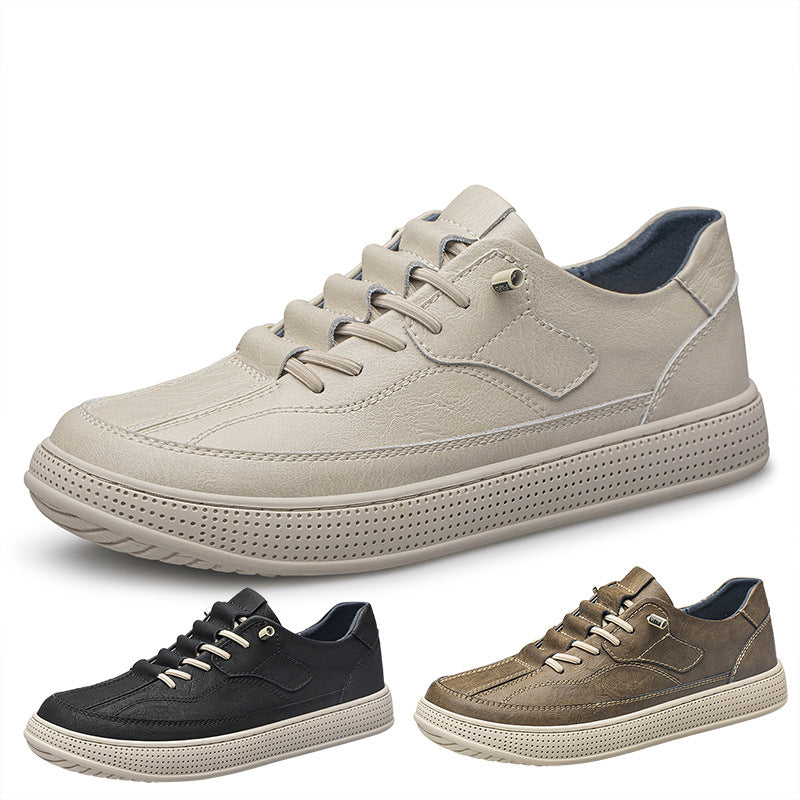 Men's Cowhide Leather Breathable Casual Board Shoes