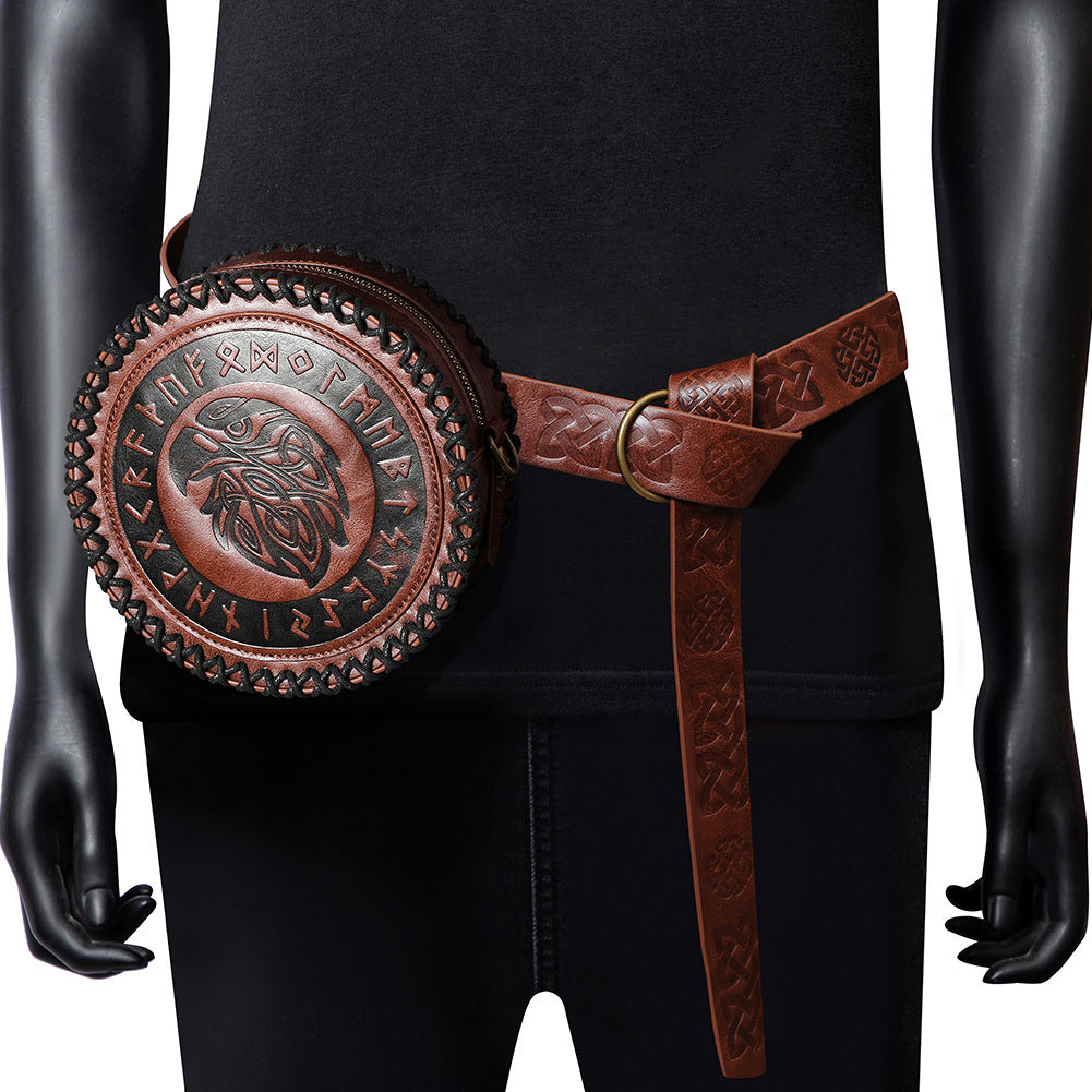 Unisex PU Leather Raven Bag with Norse Elder Futhark Runes
