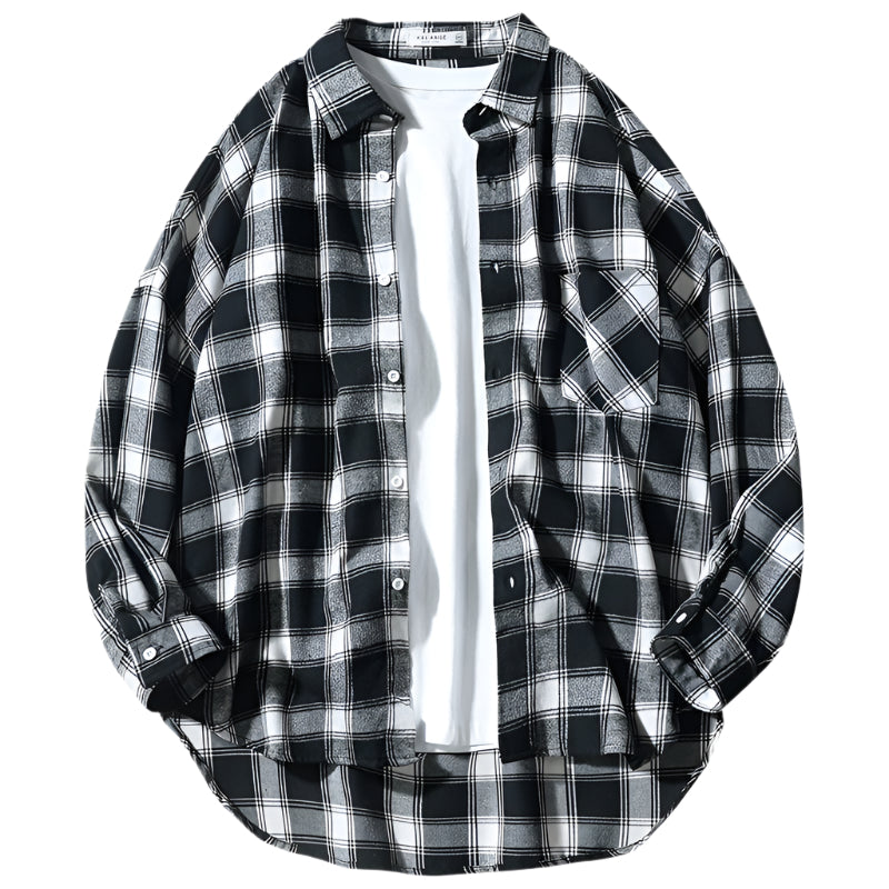 Men's Plaid Long Sleeve Collard Shirt