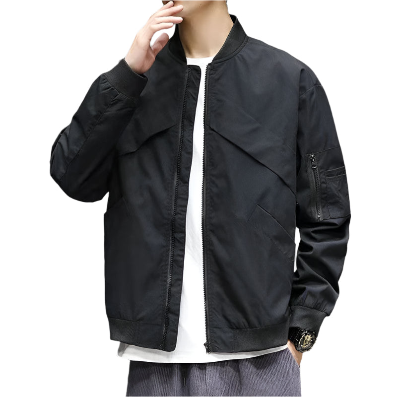 Men's Solid Color Casual Zipper Jacket