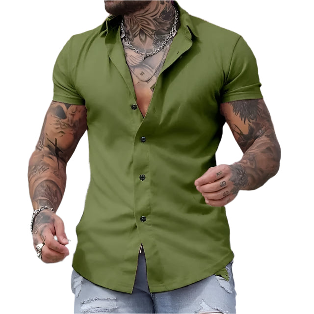 Men's Solid Color Short Sleeve Shirt
