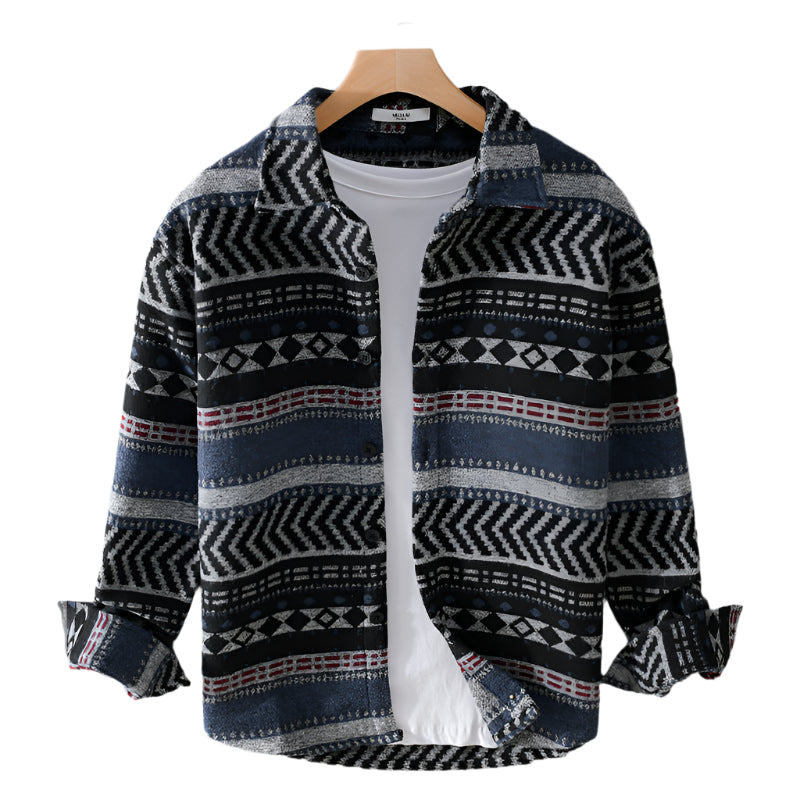 Men's Loose Fit Sanding Button Down Shirt