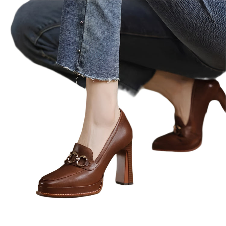 PU Leather High Heel Loafers