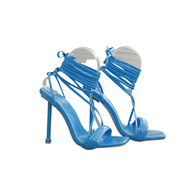 PU Leather Strappy Stiletto Sandals