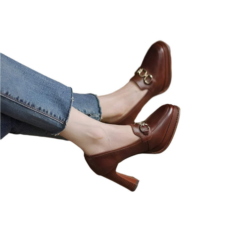 PU Leather High Heel Loafers