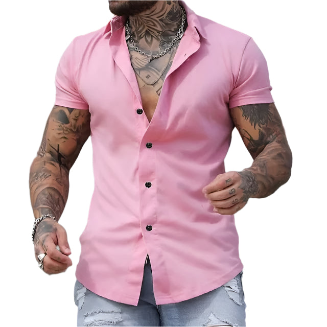 Men's Solid Color Short Sleeve Shirt
