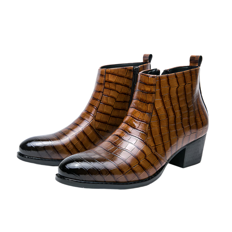 Men's Embossed Leather Boots