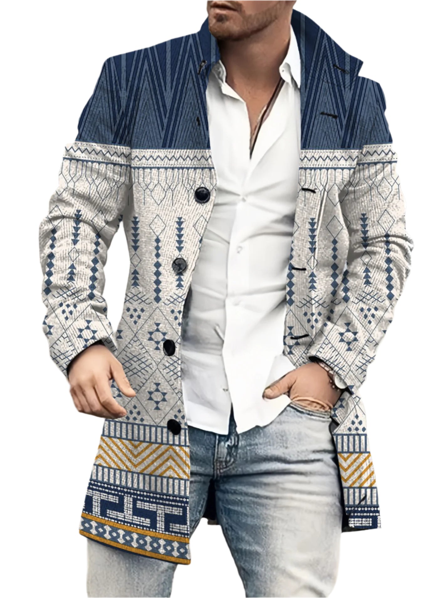 Men's Woolen Digital Print Jacket