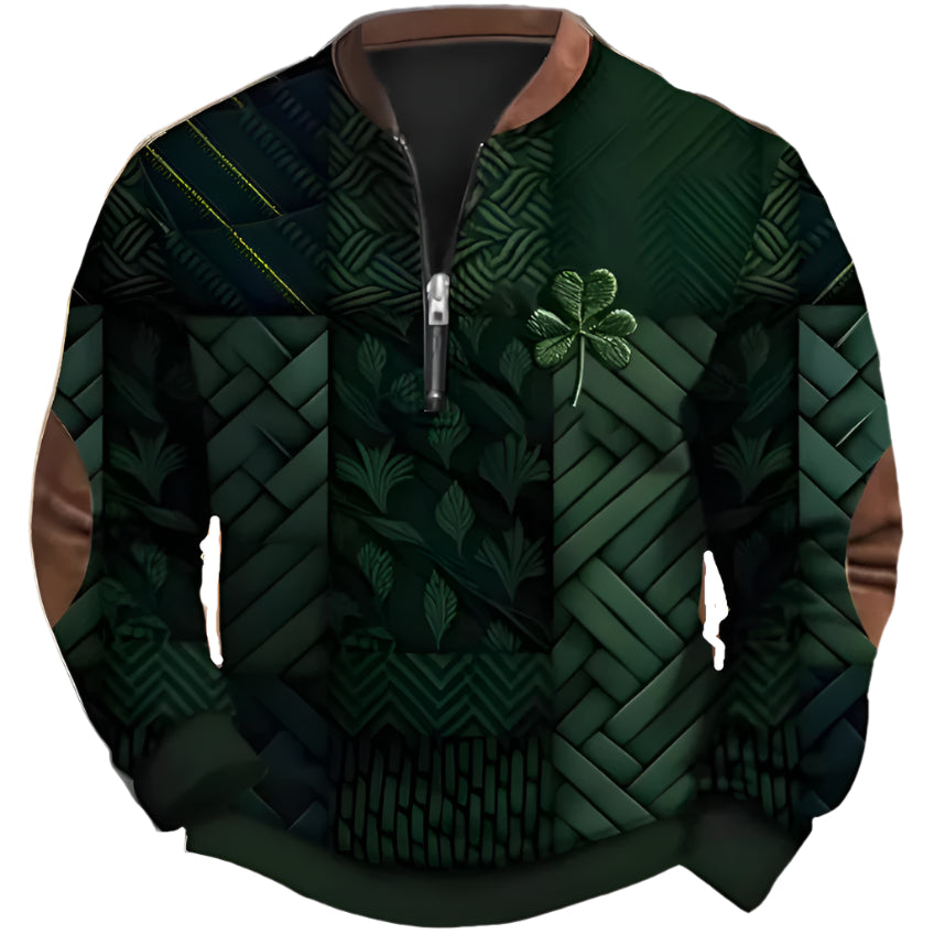 Men's Four Leaf Clover Zipper Sweater