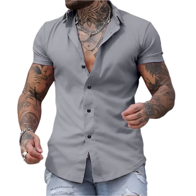 Men's Solid Color Short Sleeve Shirt