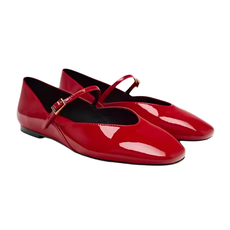 Patent Leather Mary Jane Flat Shoes