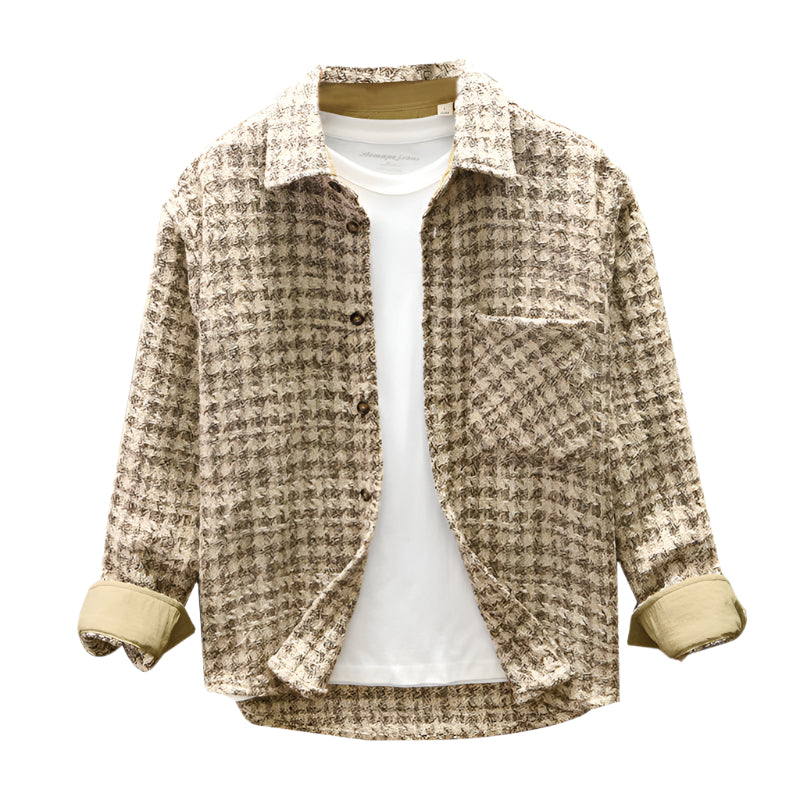 Men's Long Steeve Collar Plaid Shirt