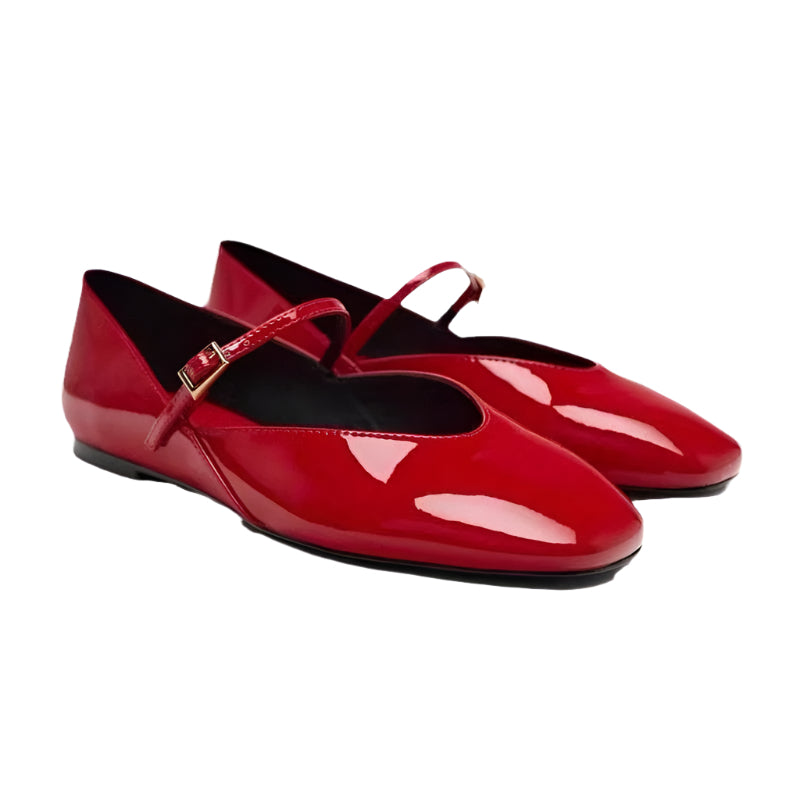Patent Leather Mary Jane Flat Shoes