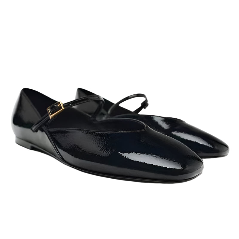 Patent Leather Mary Jane Flat Shoes