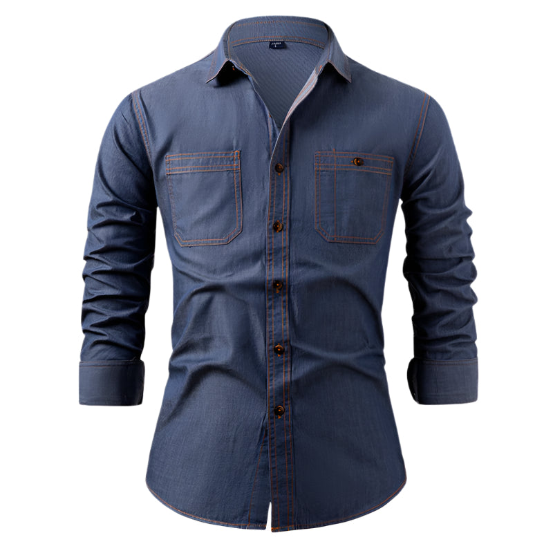 Men's Long Sleeve Denim Button Down Shirt