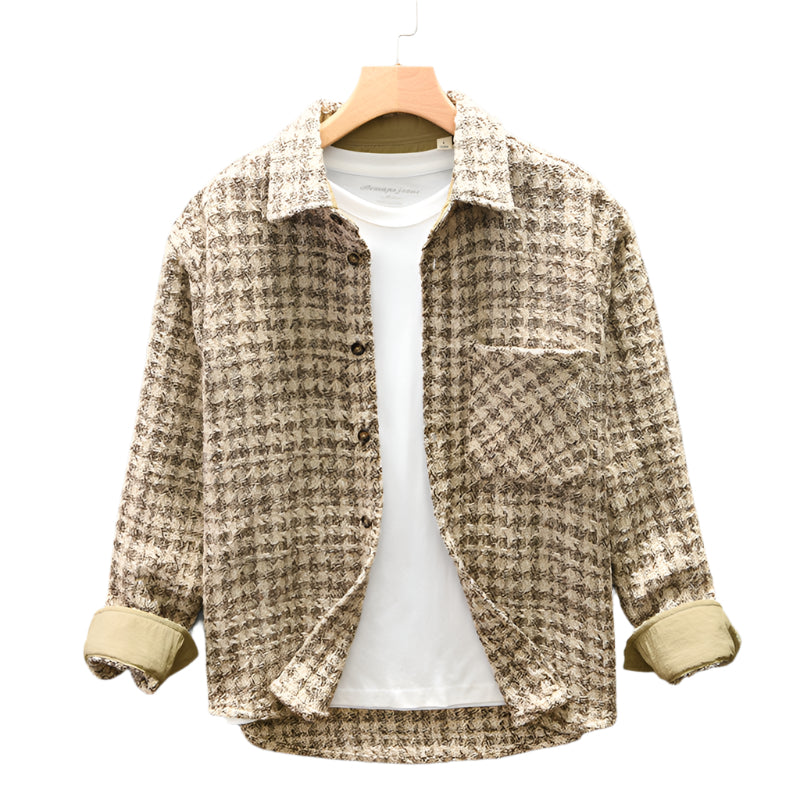 Men's Long Steeve Collar Plaid Shirt