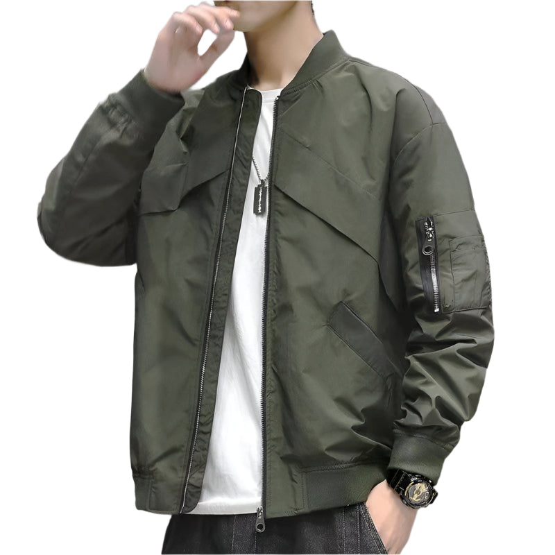 Men's Solid Color Casual Zipper Jacket