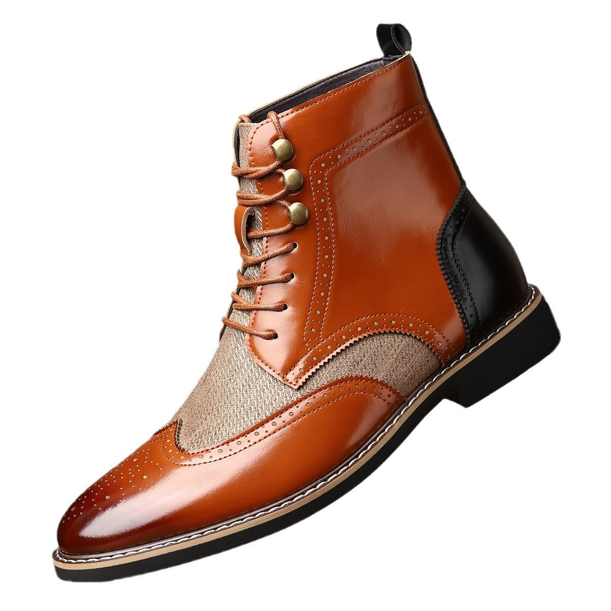 Men's High Top Color Blocked Leather Shoes