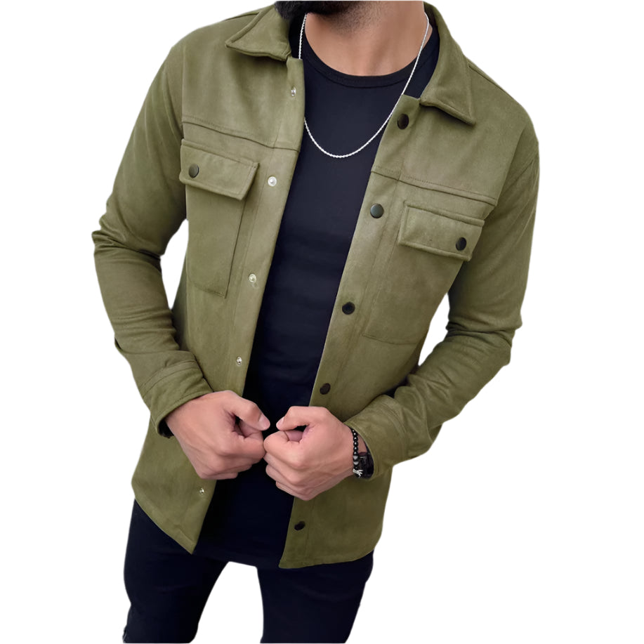 Men's Solid Color Button Down Jacket