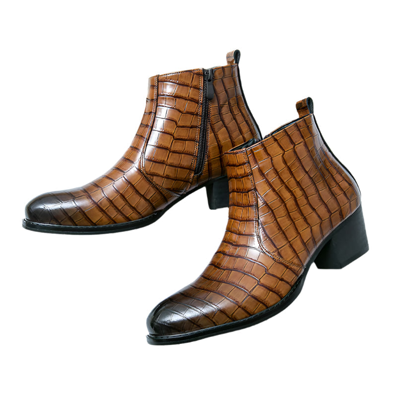 Men's Embossed Leather Boots