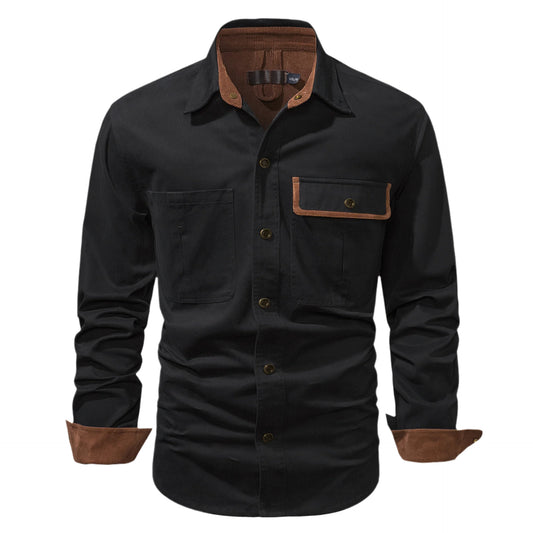 Cotton Solid Color Men's Button Down Collard Shirt