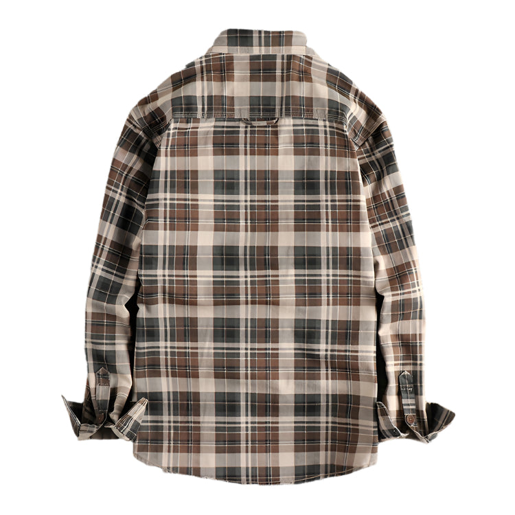 Men's Long Sleeve Collard Plaid Shirt