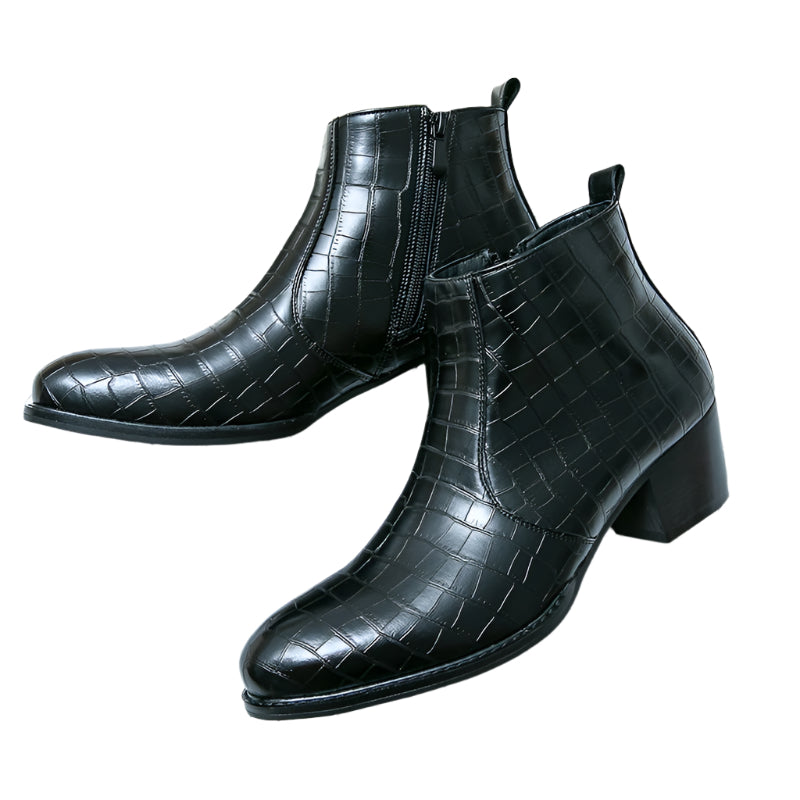 Men's Embossed Leather Boots