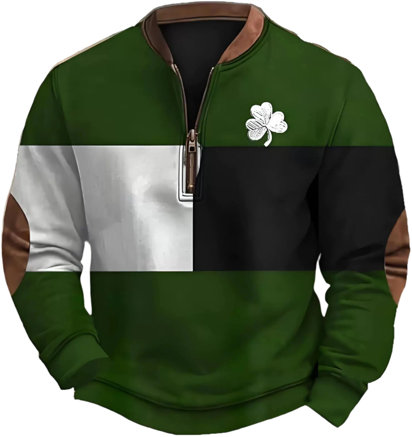 Men's Four Leaf Clover Zipper Sweater
