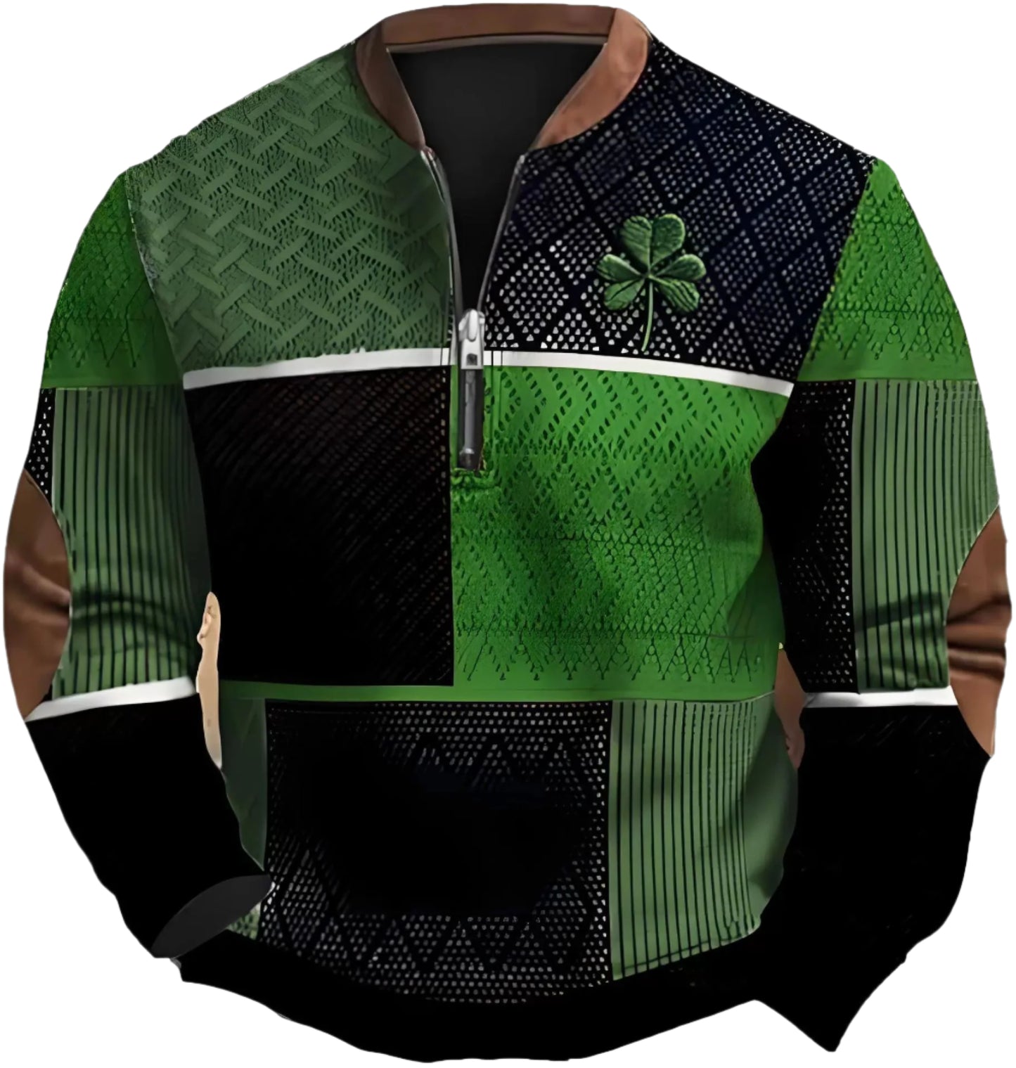 Men's Four Leaf Clover Zipper Sweater