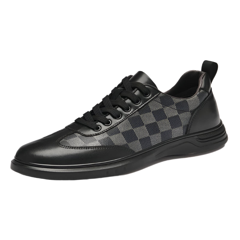 Men's Cowhide Leather Plaid Shoes
