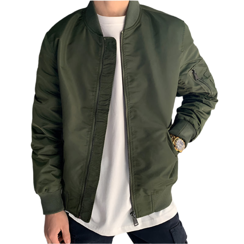 Men's Solid Color Casual Zipper Jacket