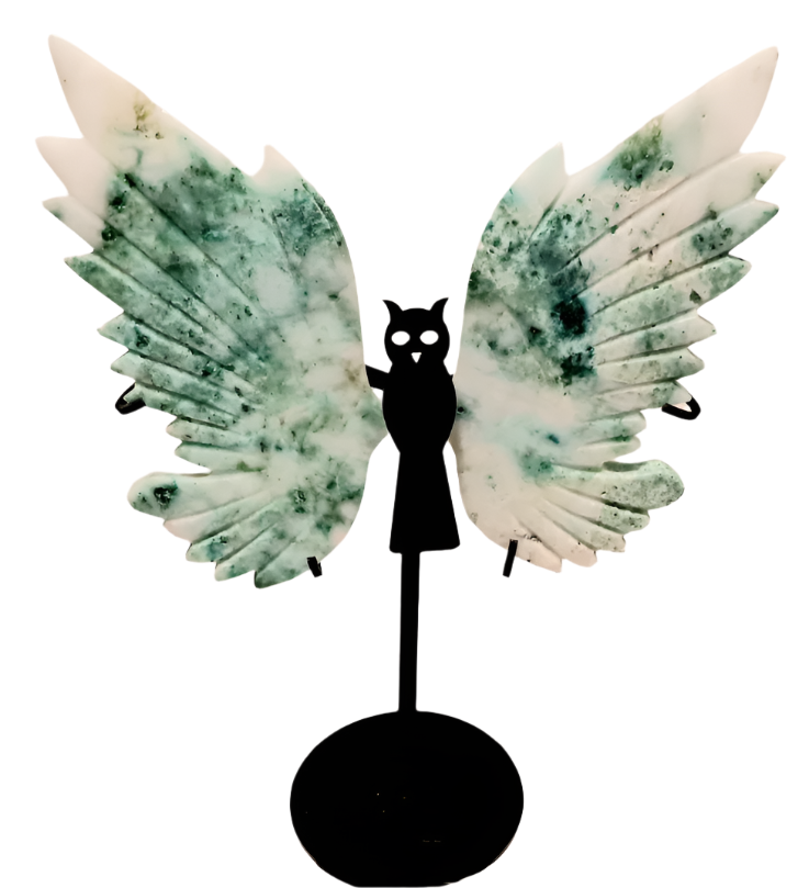 Hand Carved Phoenix Stone Crystal Owl Wings