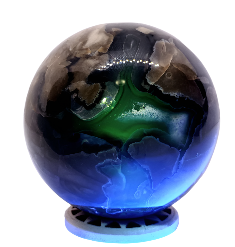 252G Volcanic Agate Crystal Sphere