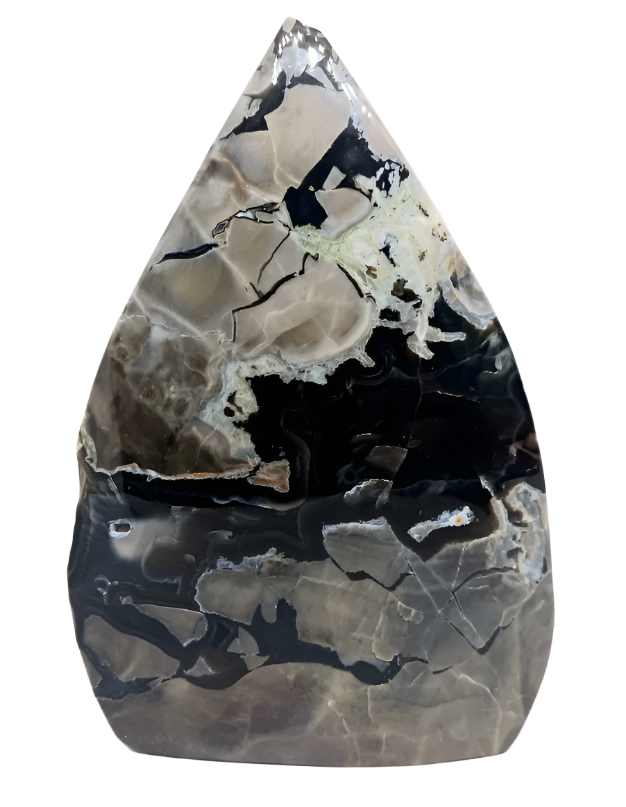 425G Volcanic Agate Crystal Teardrop Point