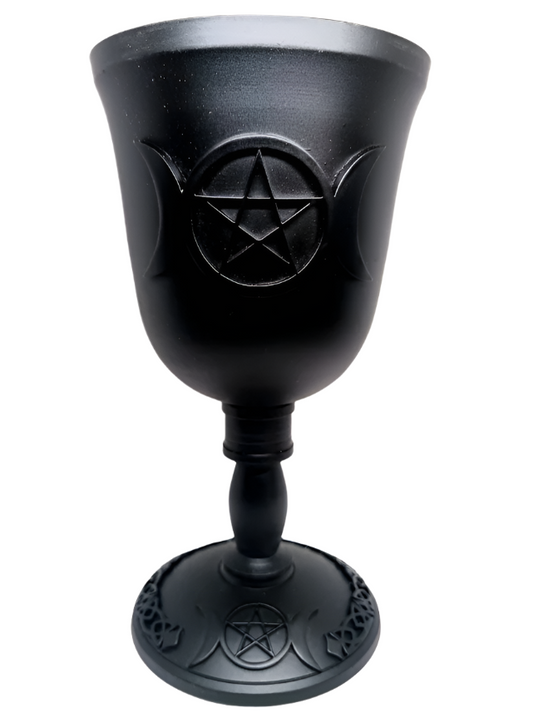 Cast Iron Triple Moon with Pentagram Altar Chalice