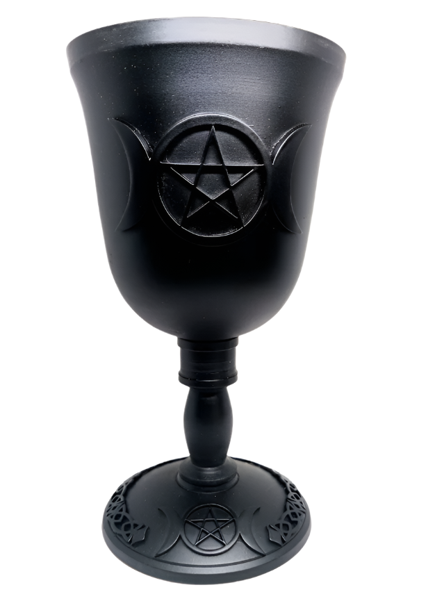 Cast Iron Triple Moon with Pentagram Altar Chalice